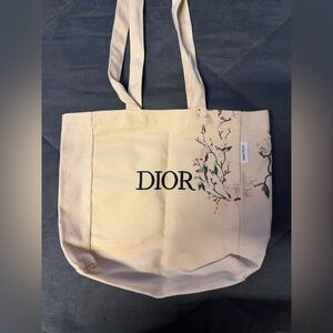 Dior Beige Floral Canvas Tote